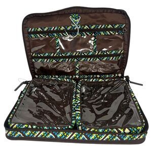 NWOT Vera Bradley Tablet Tamer Travel Hanging Jewelry Cosmetic Brown Quilted Bag